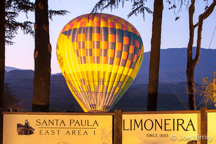 Balloon Glows behind the Limoneira East Area I sign