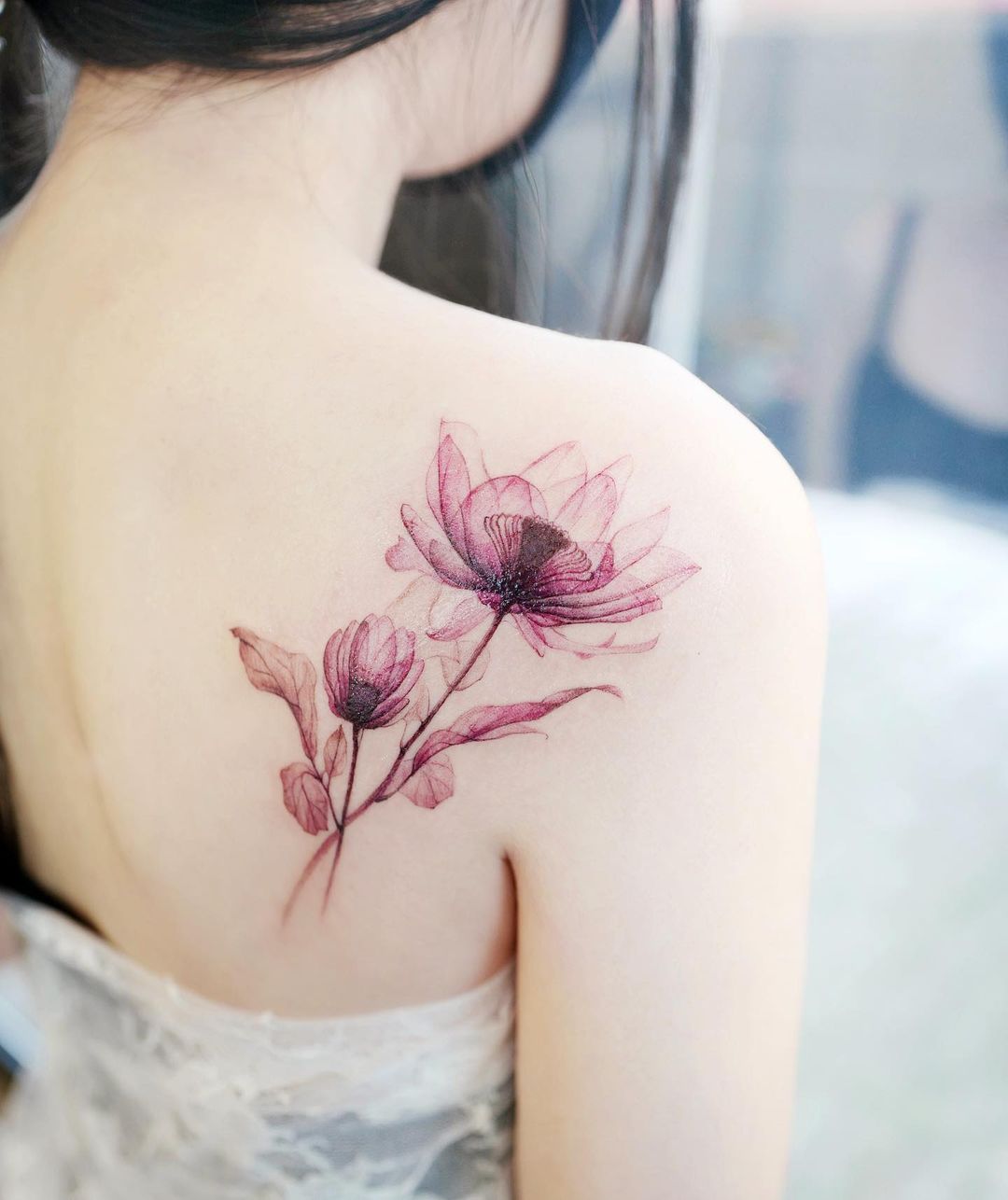 Lotus Flower Tattoo on Shoulder