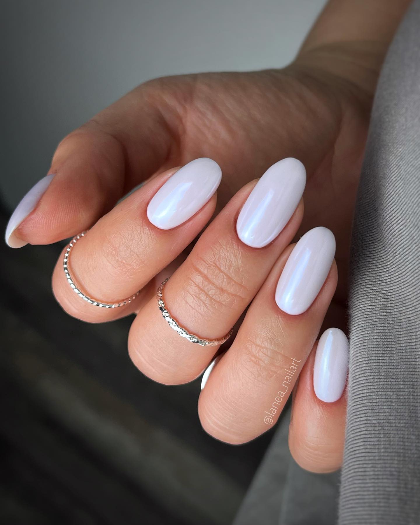 White Oval Nails