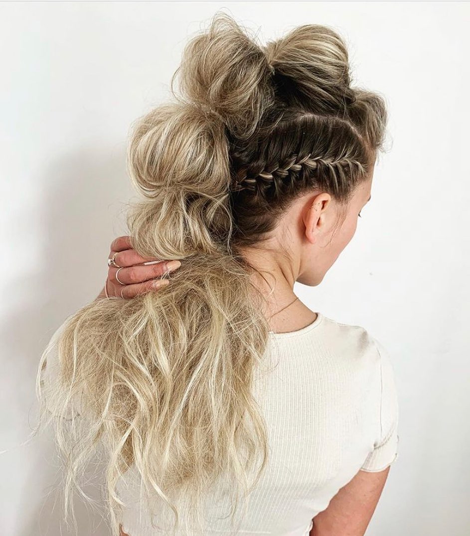 Bubble Braid on Messy Blonde Hair