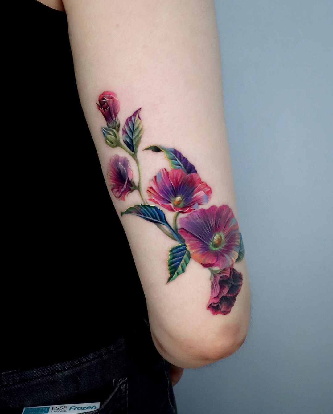 Color Hibiscus Flower Tattoo on Arm