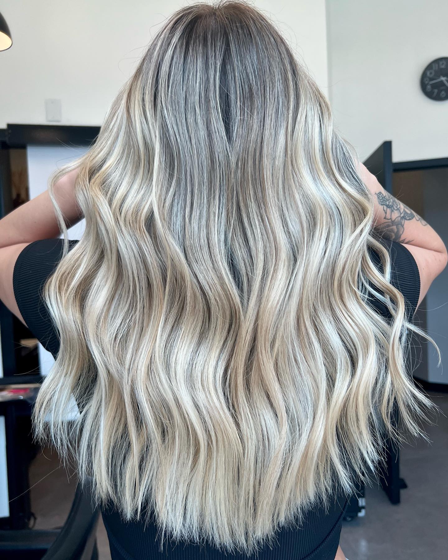 Pale Ash Blonde Color on Long Hair