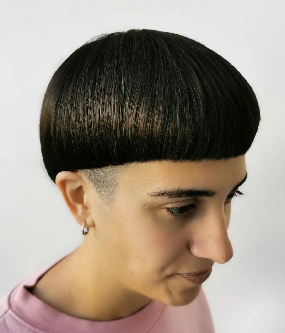 Bowl Cut with Heavy Bang on Dark Hair