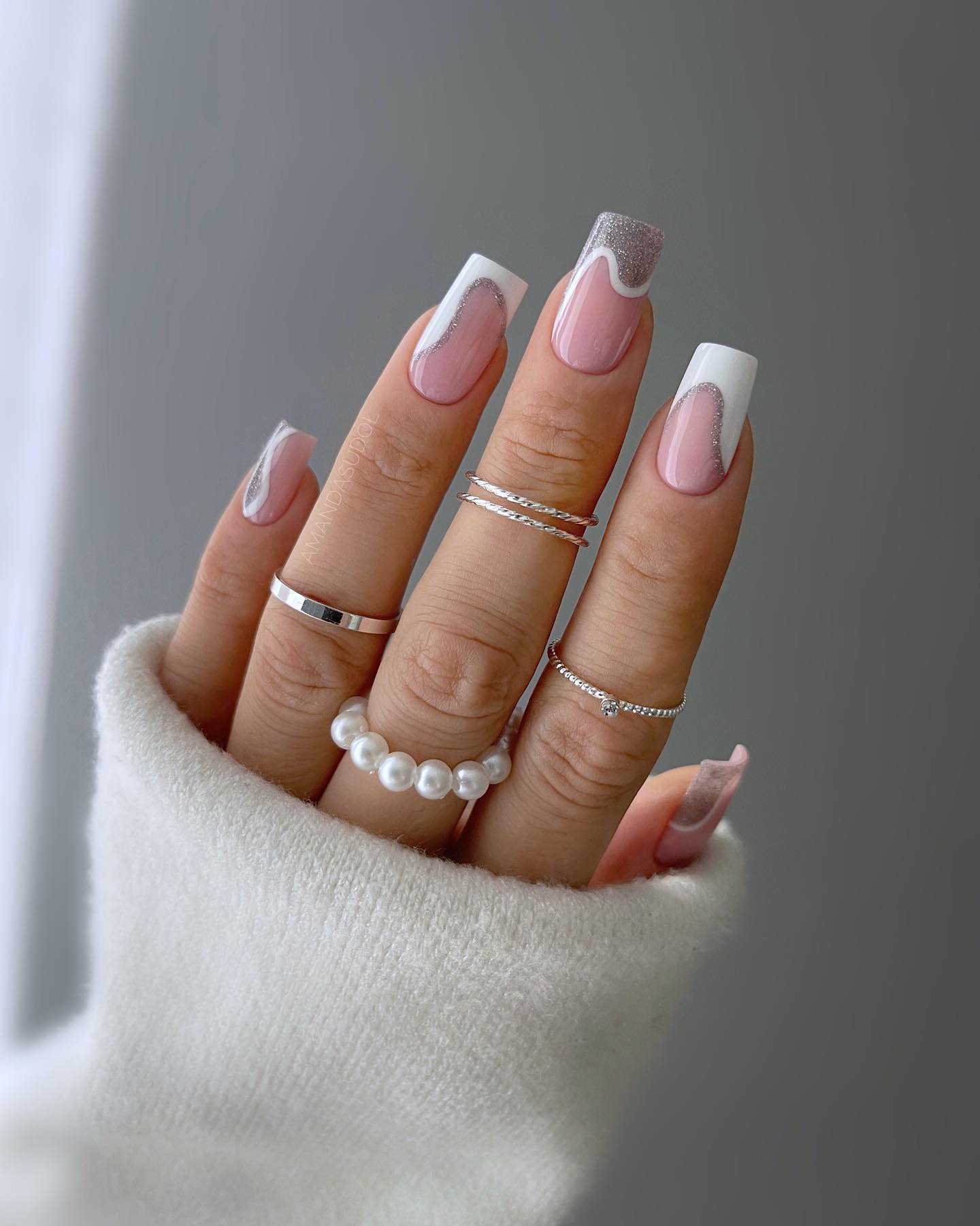 Grey and White Nail Combo