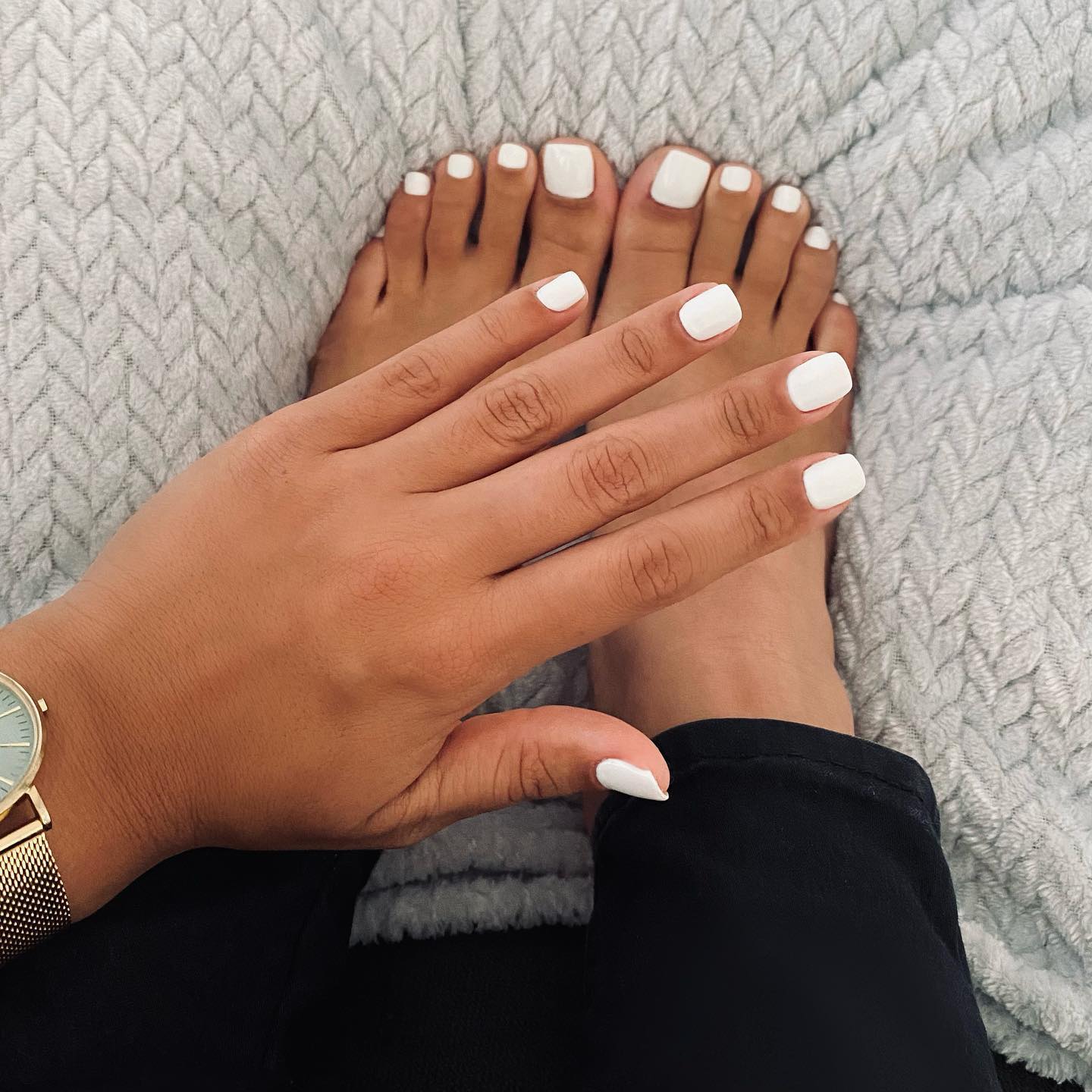 Matching White Manicure and Pedicure