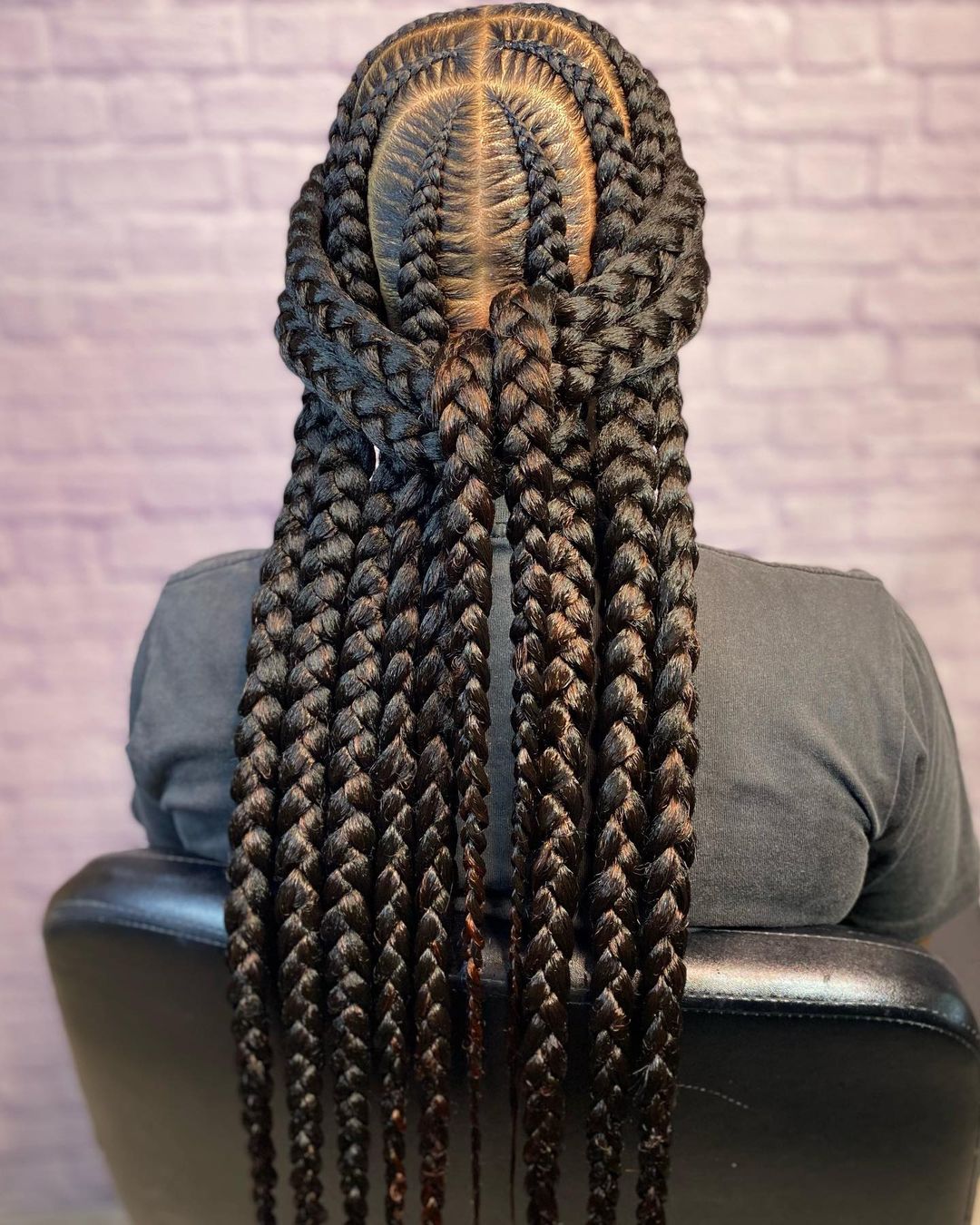 Thick Stitch Braids on Long Hair