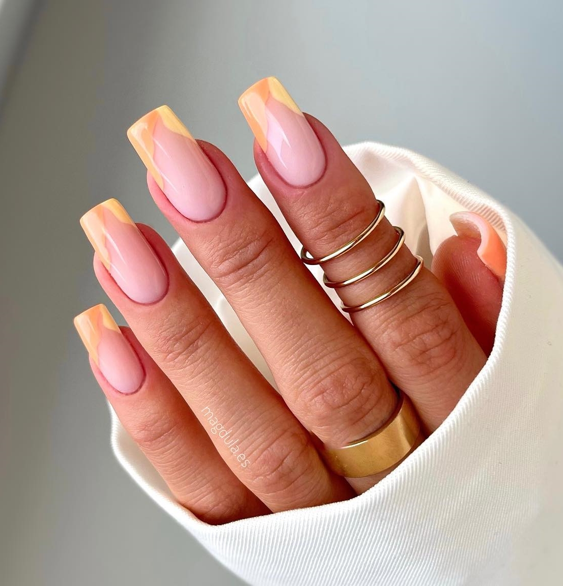 Long Square V French Nail Tips