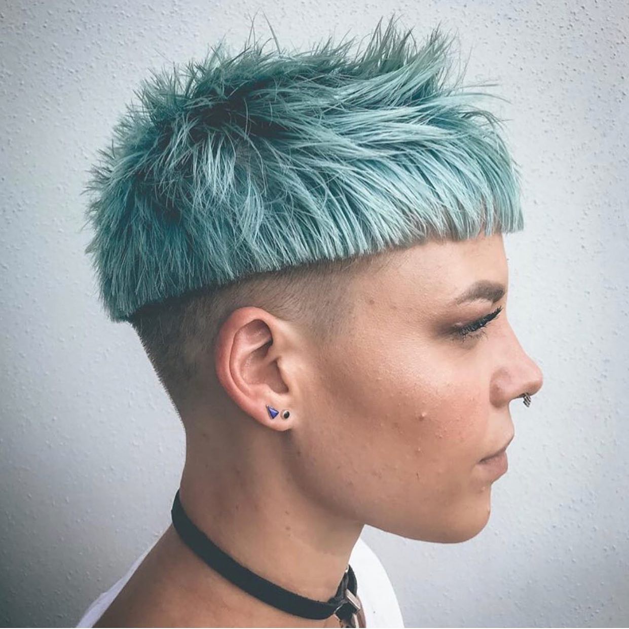 Messy Turquoise Bowl Cut