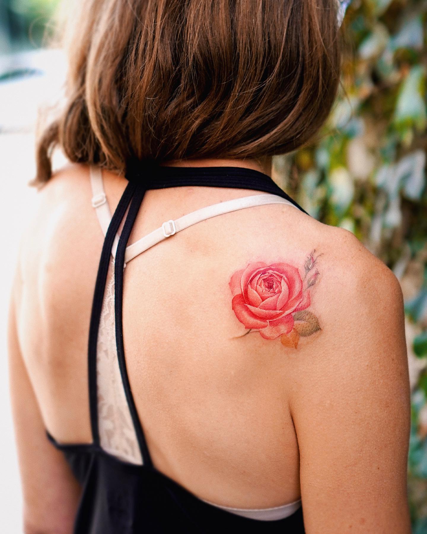 Red Rose Tattoo on Shoulder