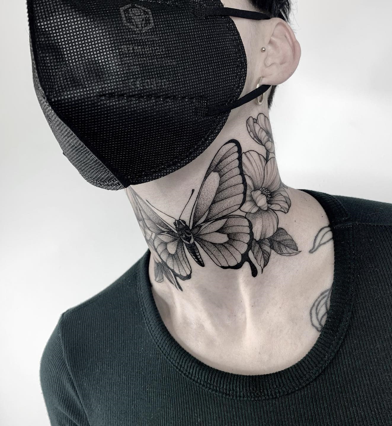 Front Neck Butterfly Tattoo for Men