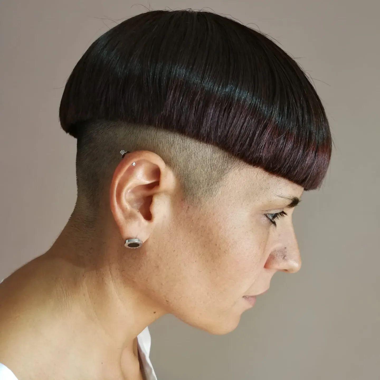 Pixie Bowl Cut on Sleek Dark Hair