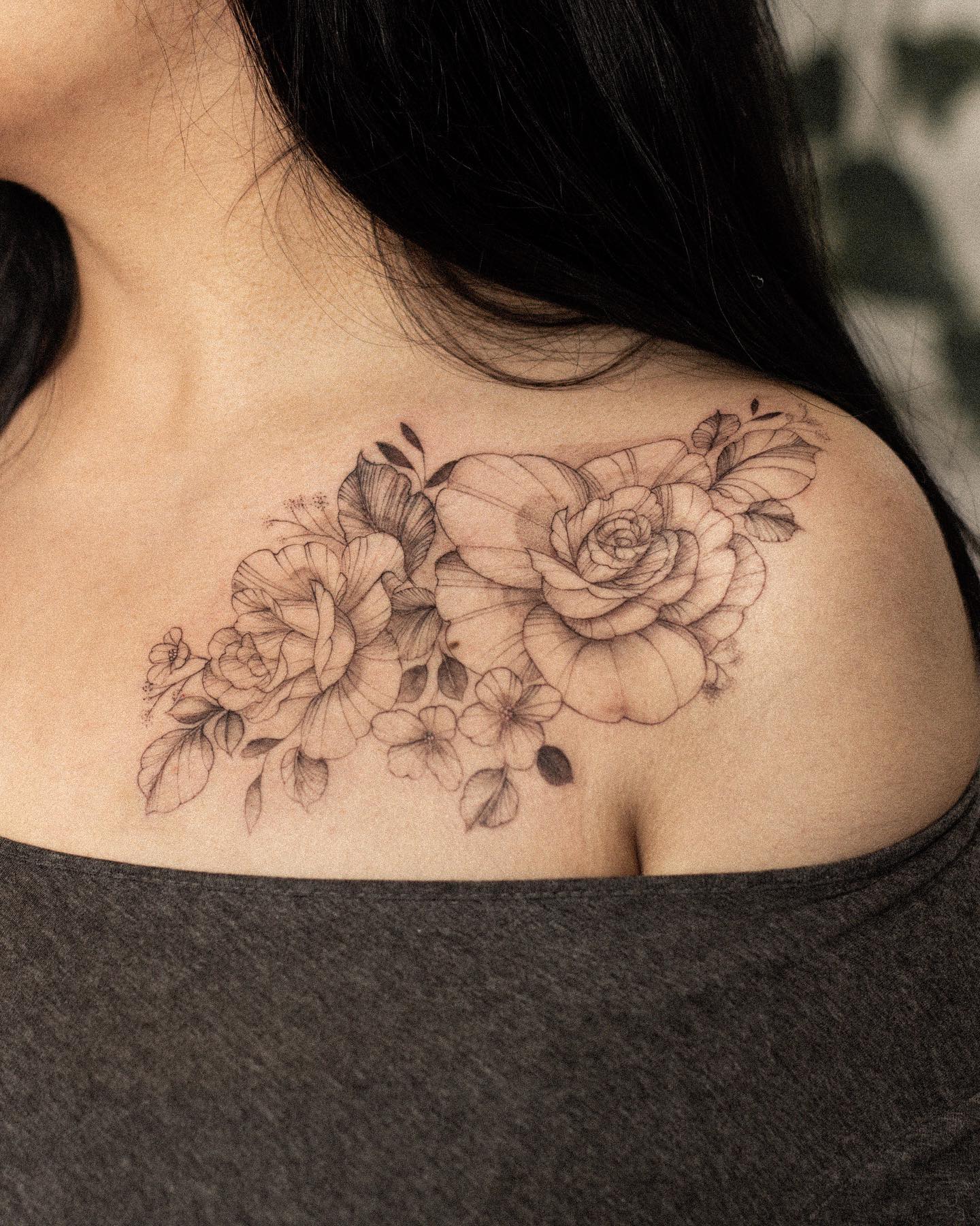 Black Roses Tattoo on Shoulder