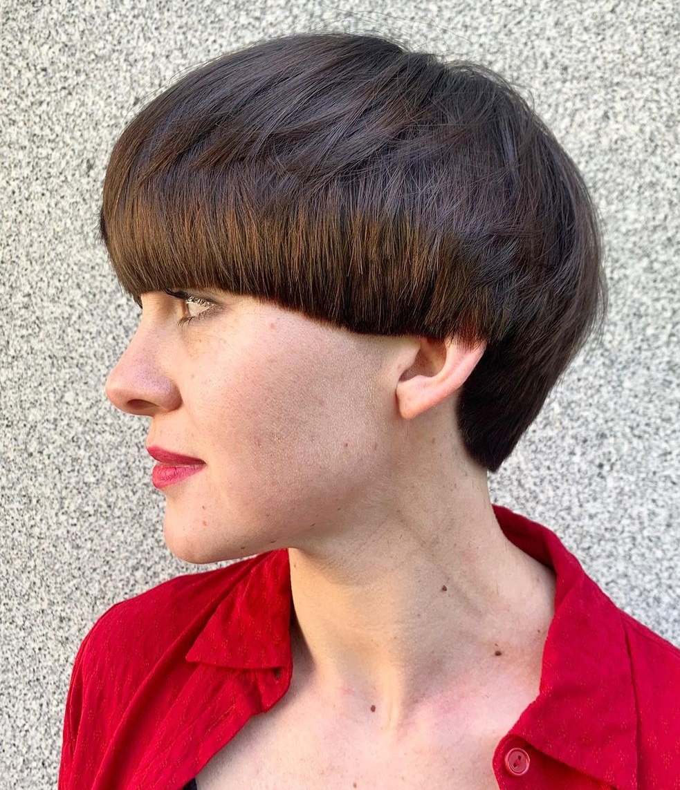 Blunt Bowl Haircut on Brown Hair