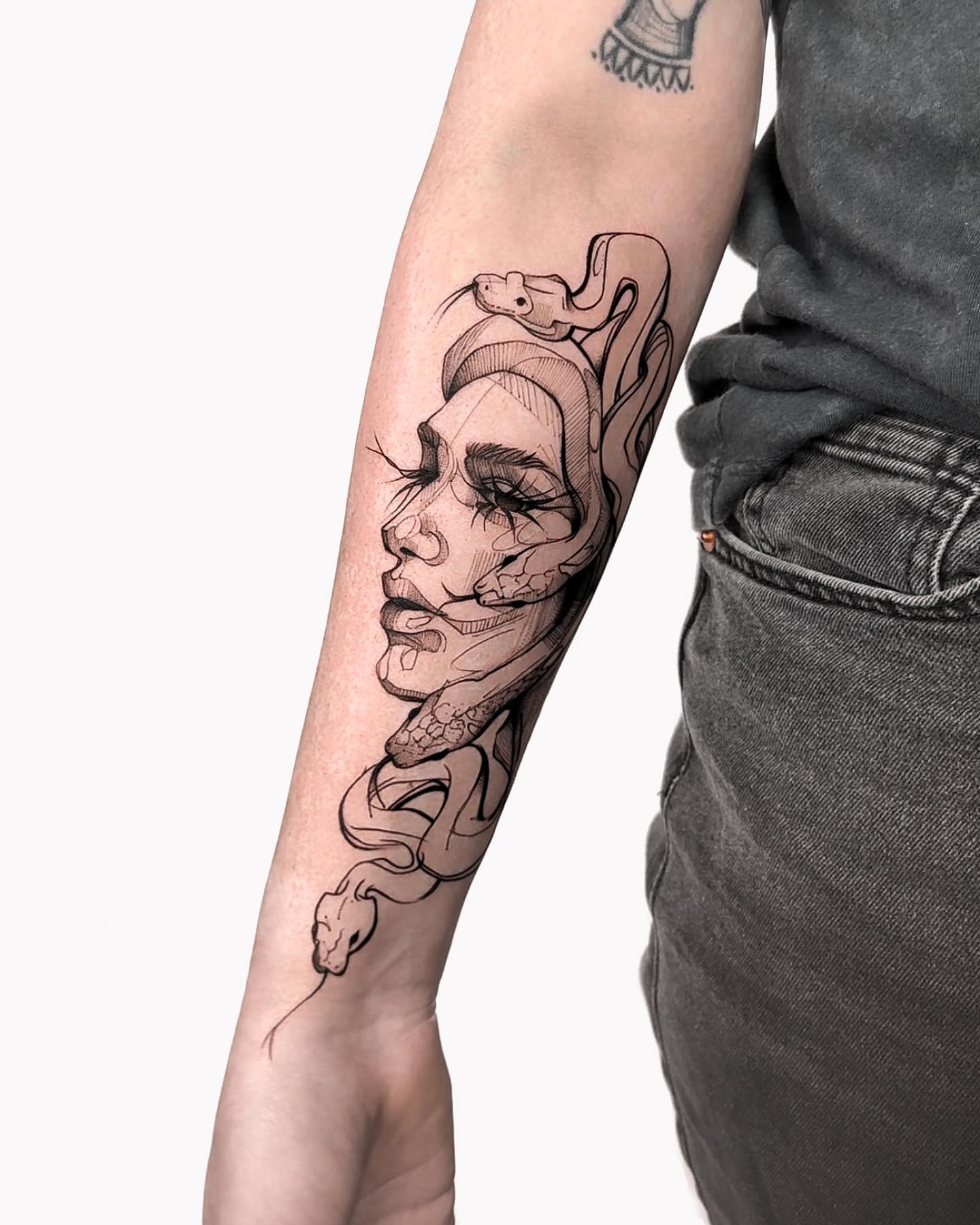 Black Medusa Tattoo on Arm