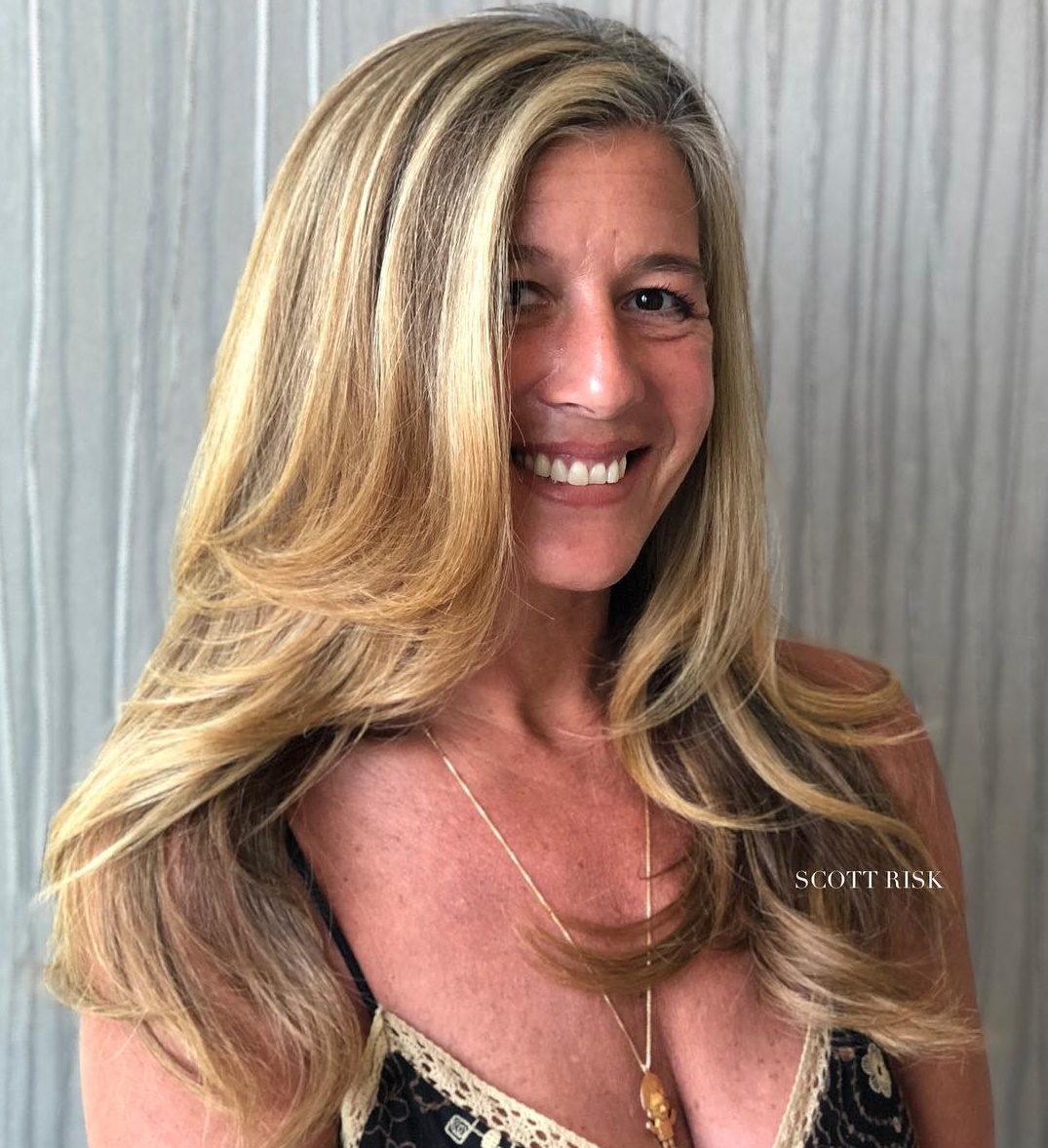 Long Layered Haircut With Blonde Balayage