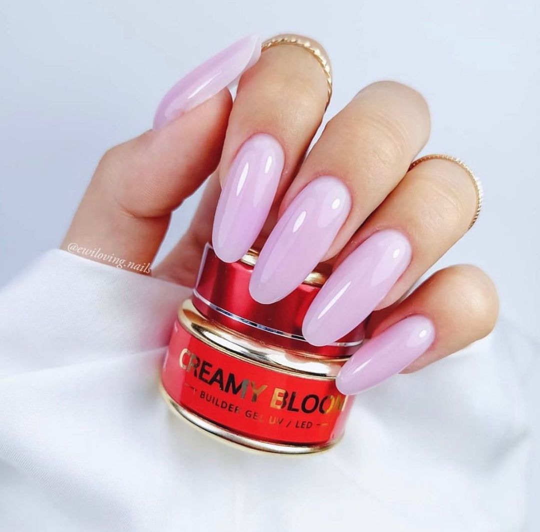 Long Round Pink Powder Nails