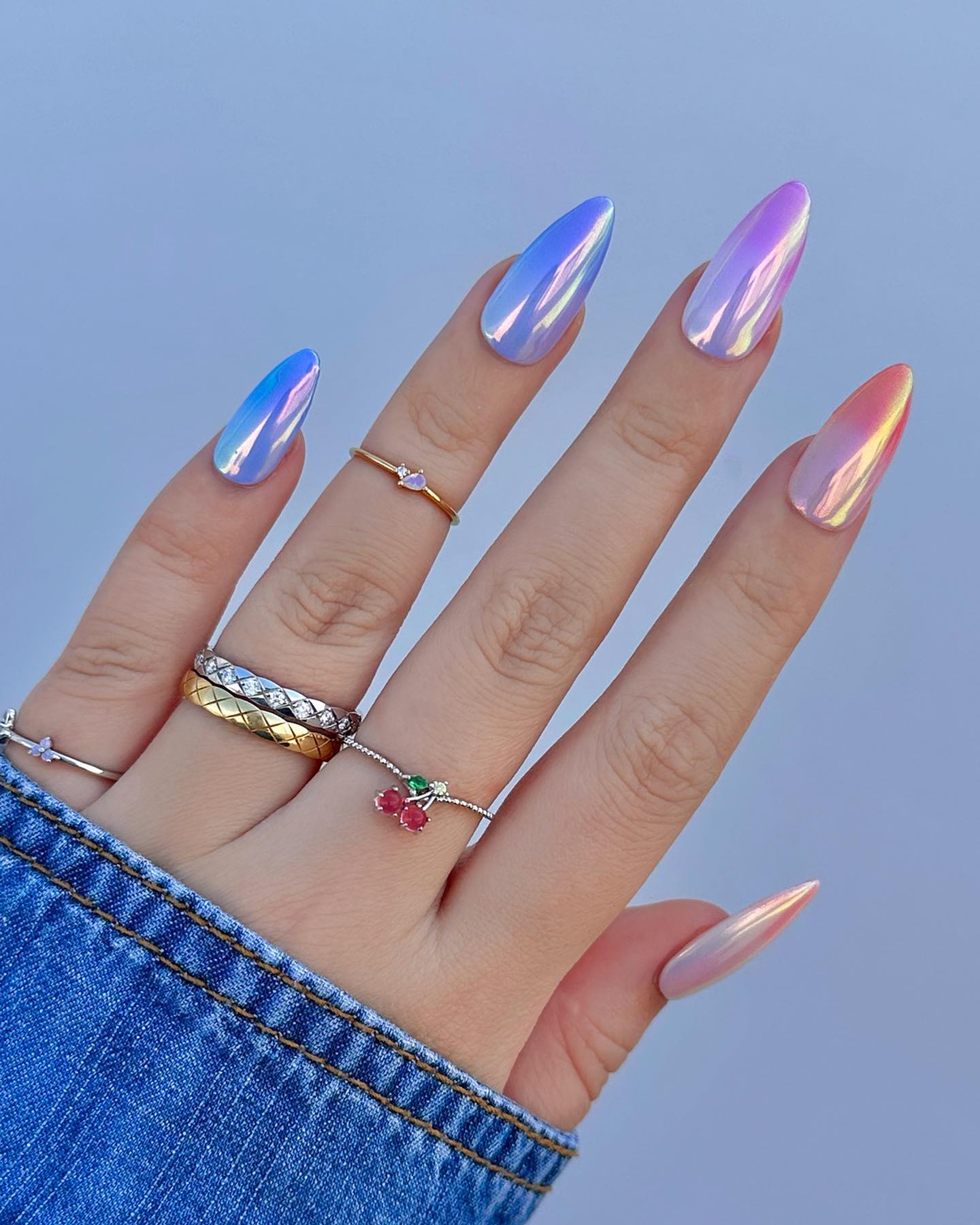 Stiletto Unicorn Chrome Nails