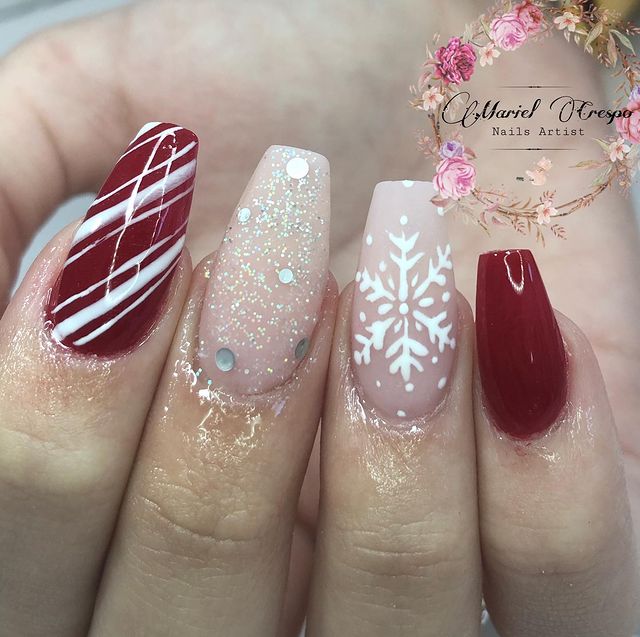 Acrylic Coffin Christmas Nails