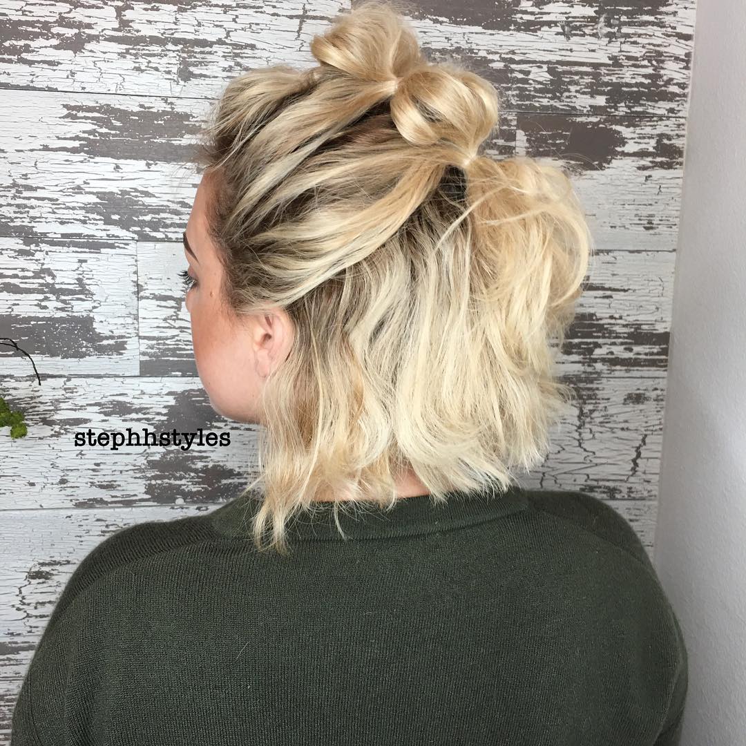 Bubble Braids on Short Blonde Hair