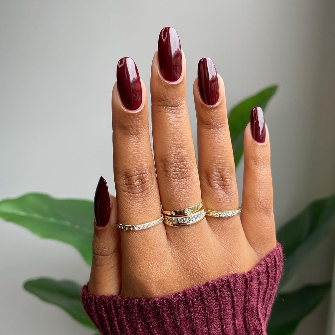 Coffin Burgundy Nails