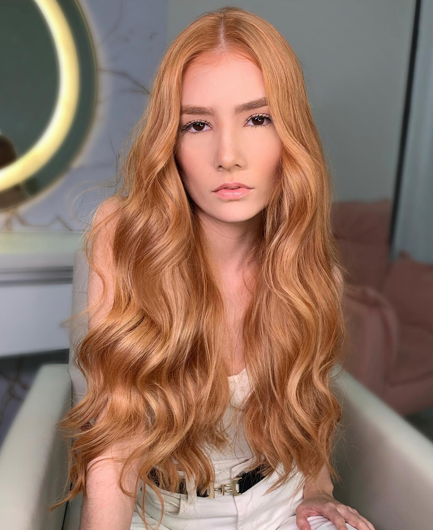 Long Wavy Honey Ginger Hair