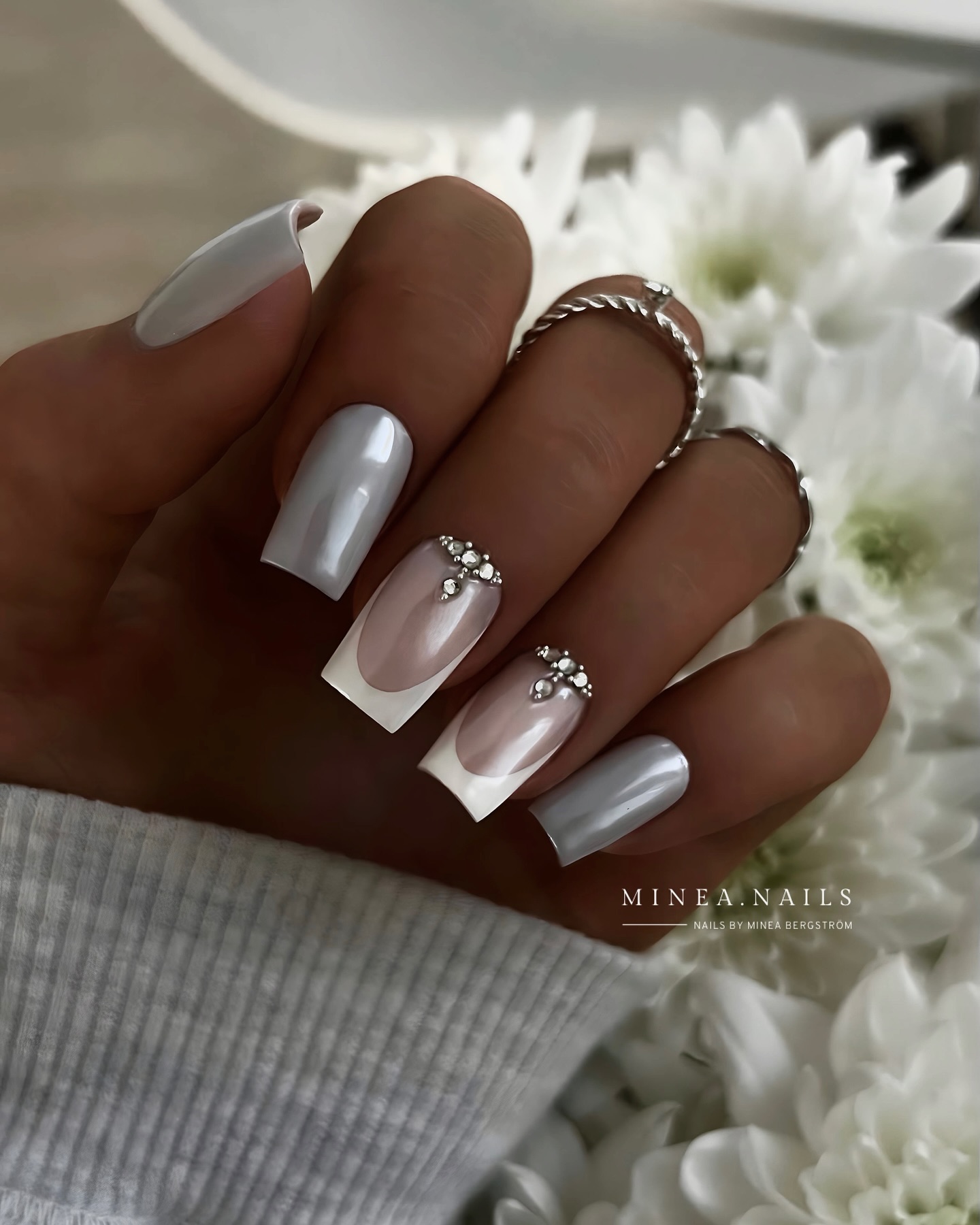 Chrome French Tip Nails