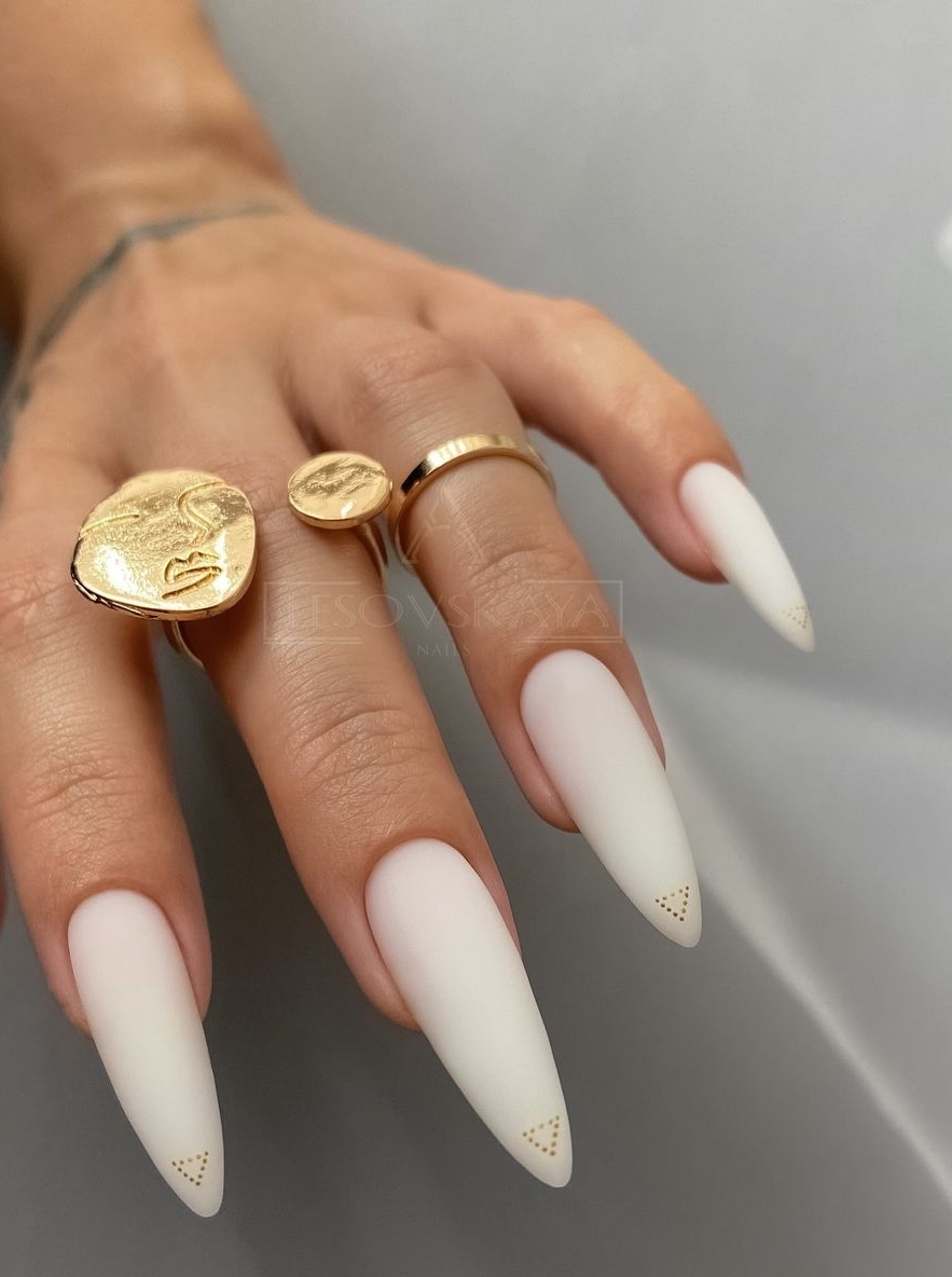 Milky Matte Stiletto Nails