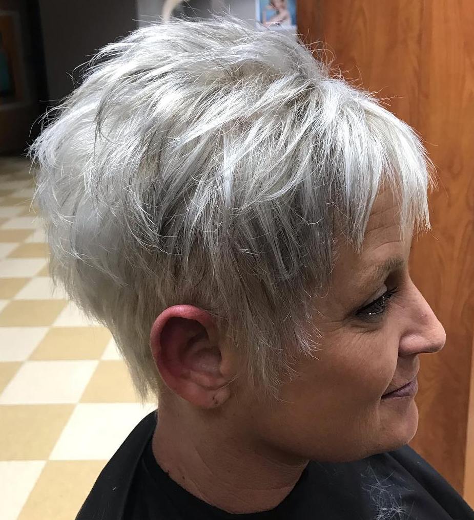 50+ Razored Gray Pixie For Thin Hair