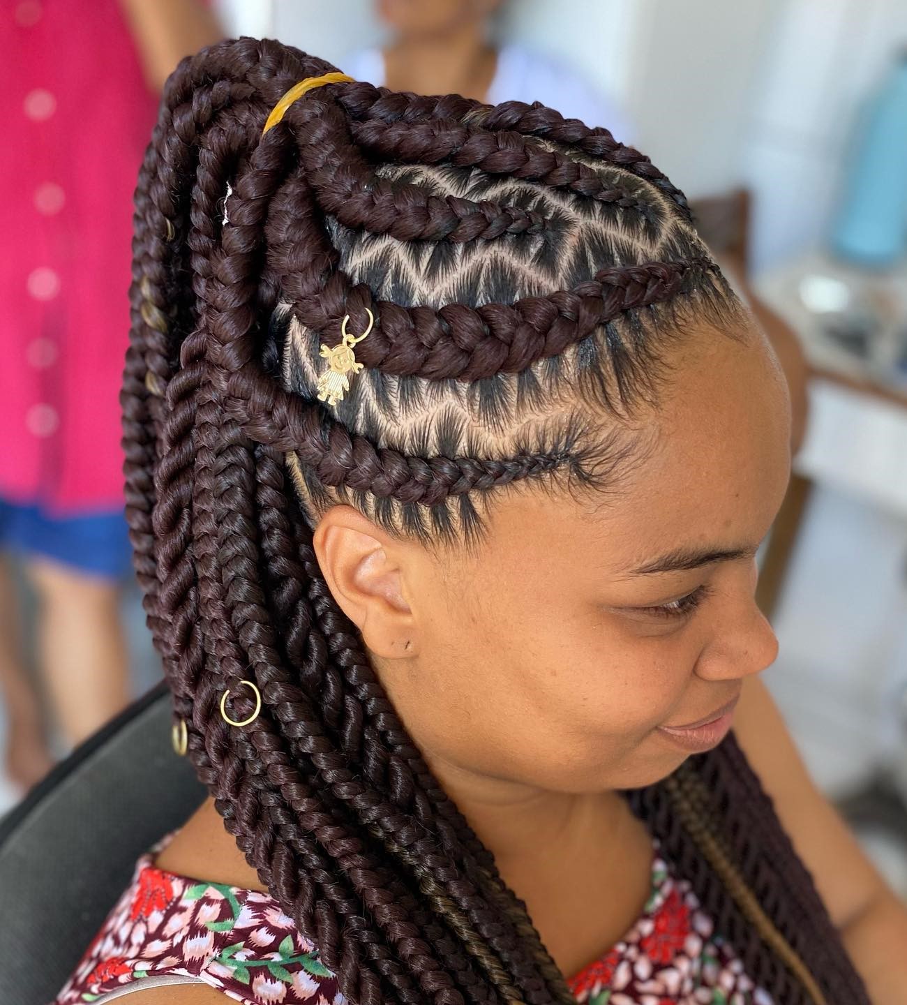 Thick Half Up Half Down Stitch Braids