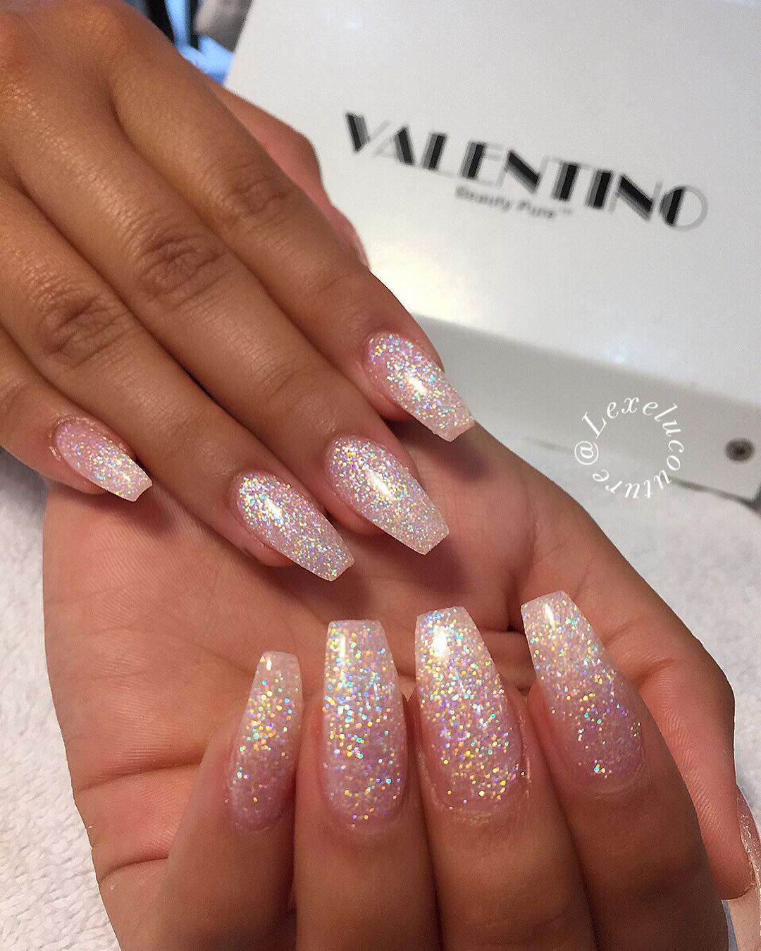 Coffin Nails with Glitter