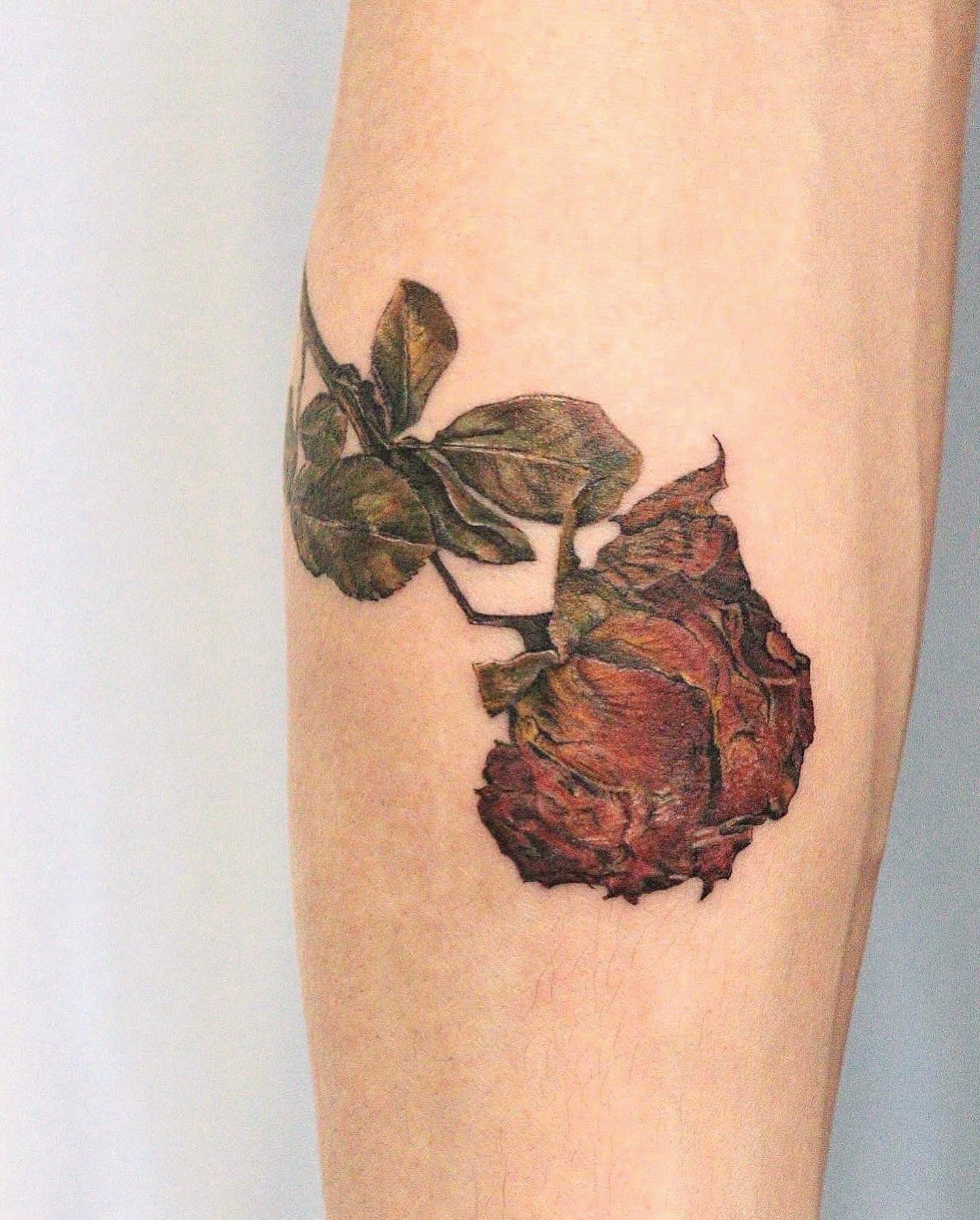 Dead Rose Tattoo on Leg