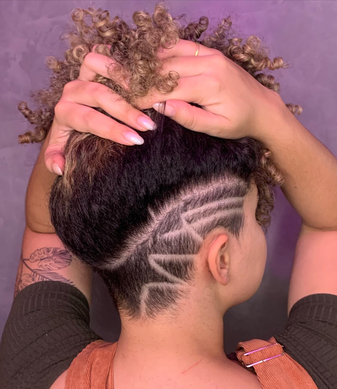 Bob Curly Cut with Geometric Undercut