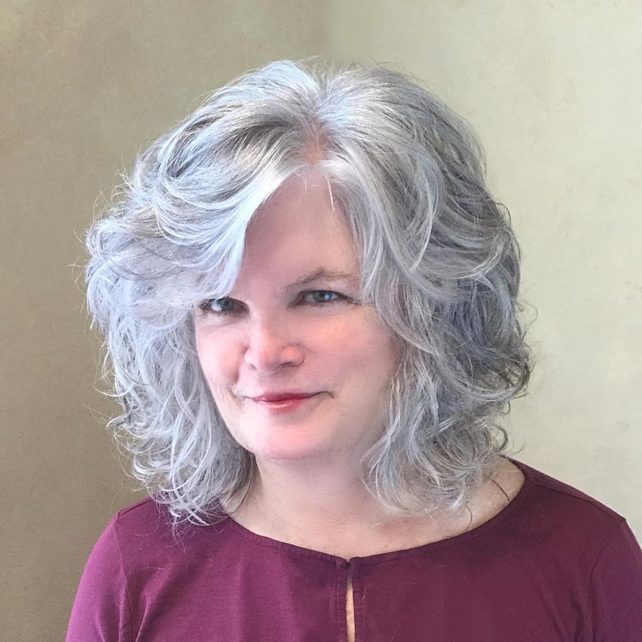 Medium Wavy Gray Hairstyle For Square Faces