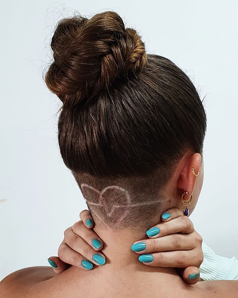 Long Hair with Nape Undercut Heart Design