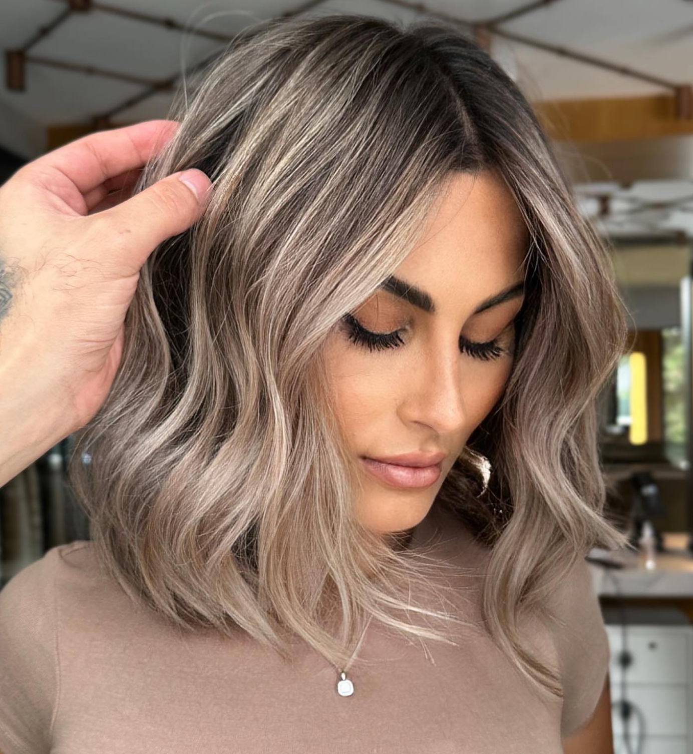 Dark Ash Blonde Color on Medium Hair