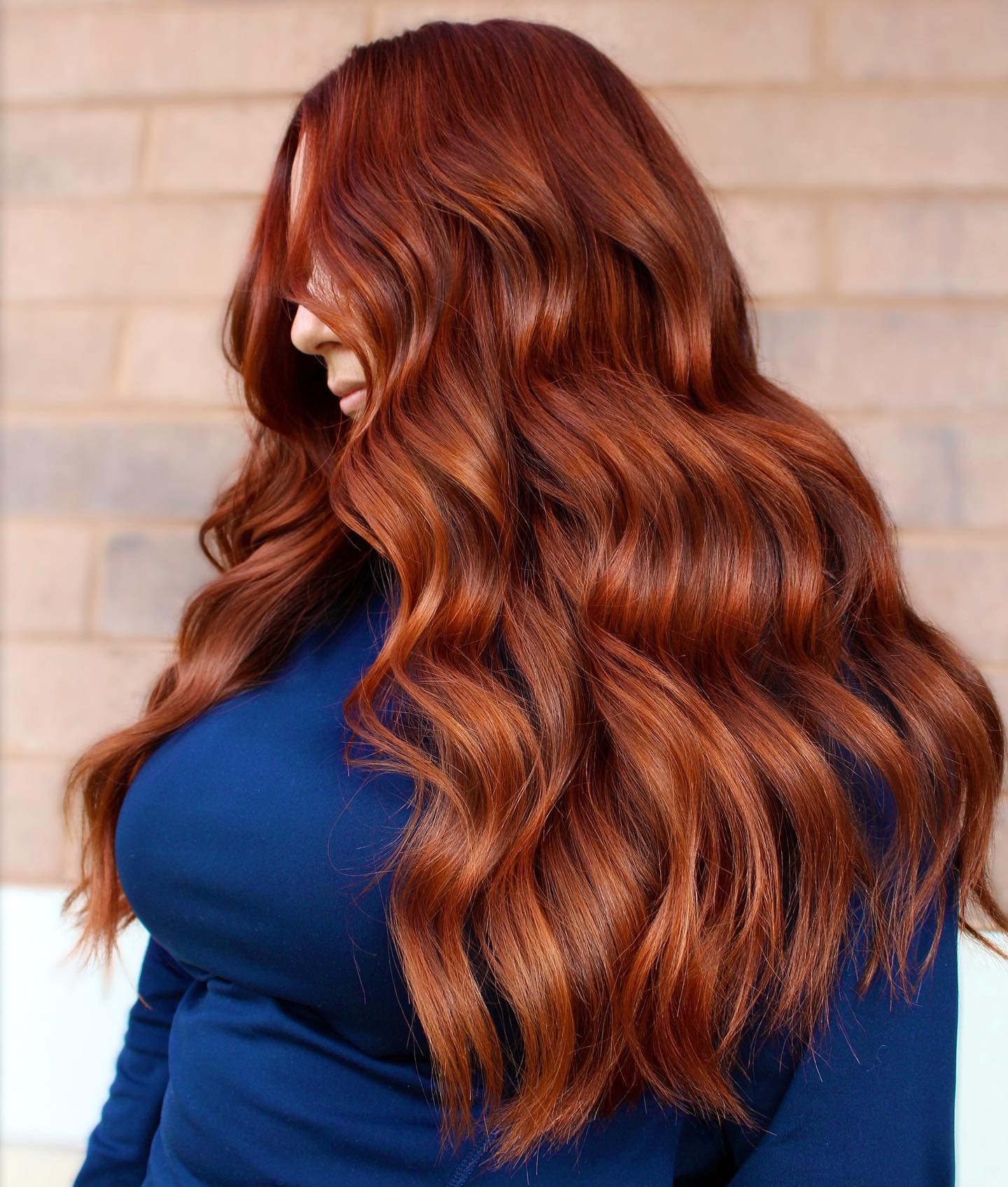 Long Wavy Dark Ginger Hair