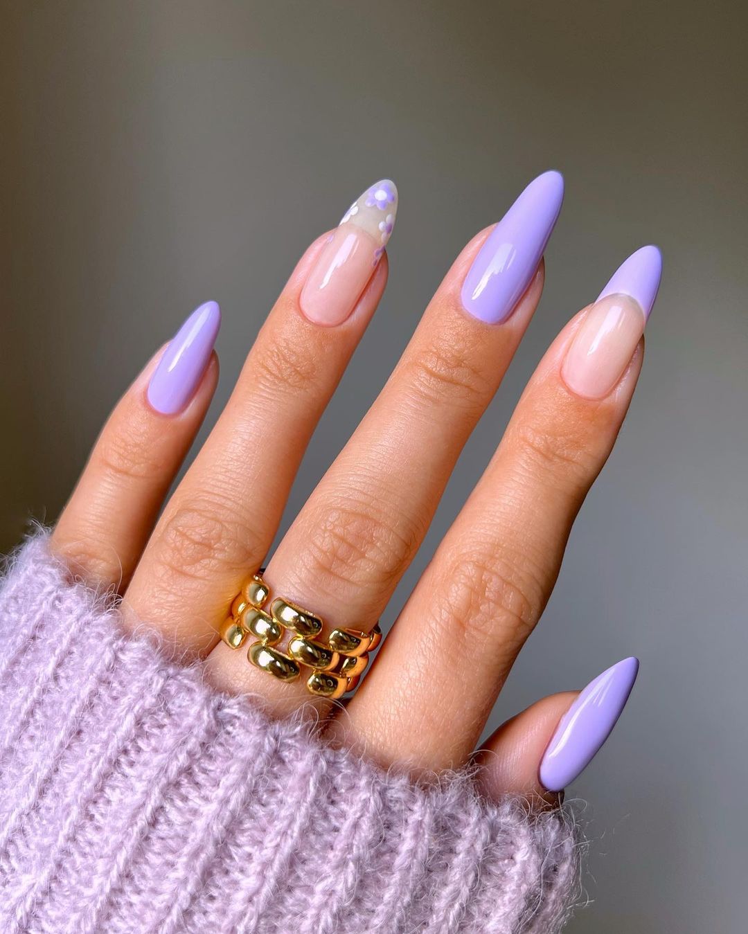 Long Almond Lavender Nails