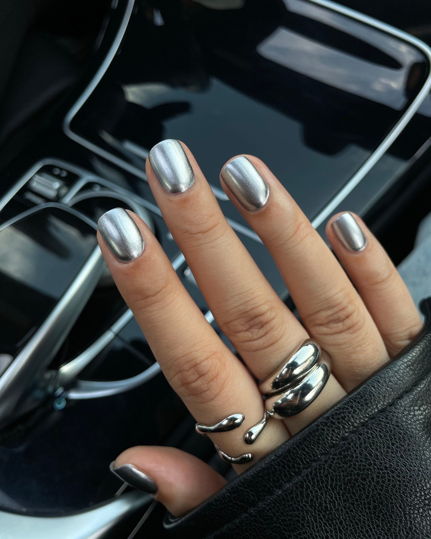 Short Matte Chrome Nails