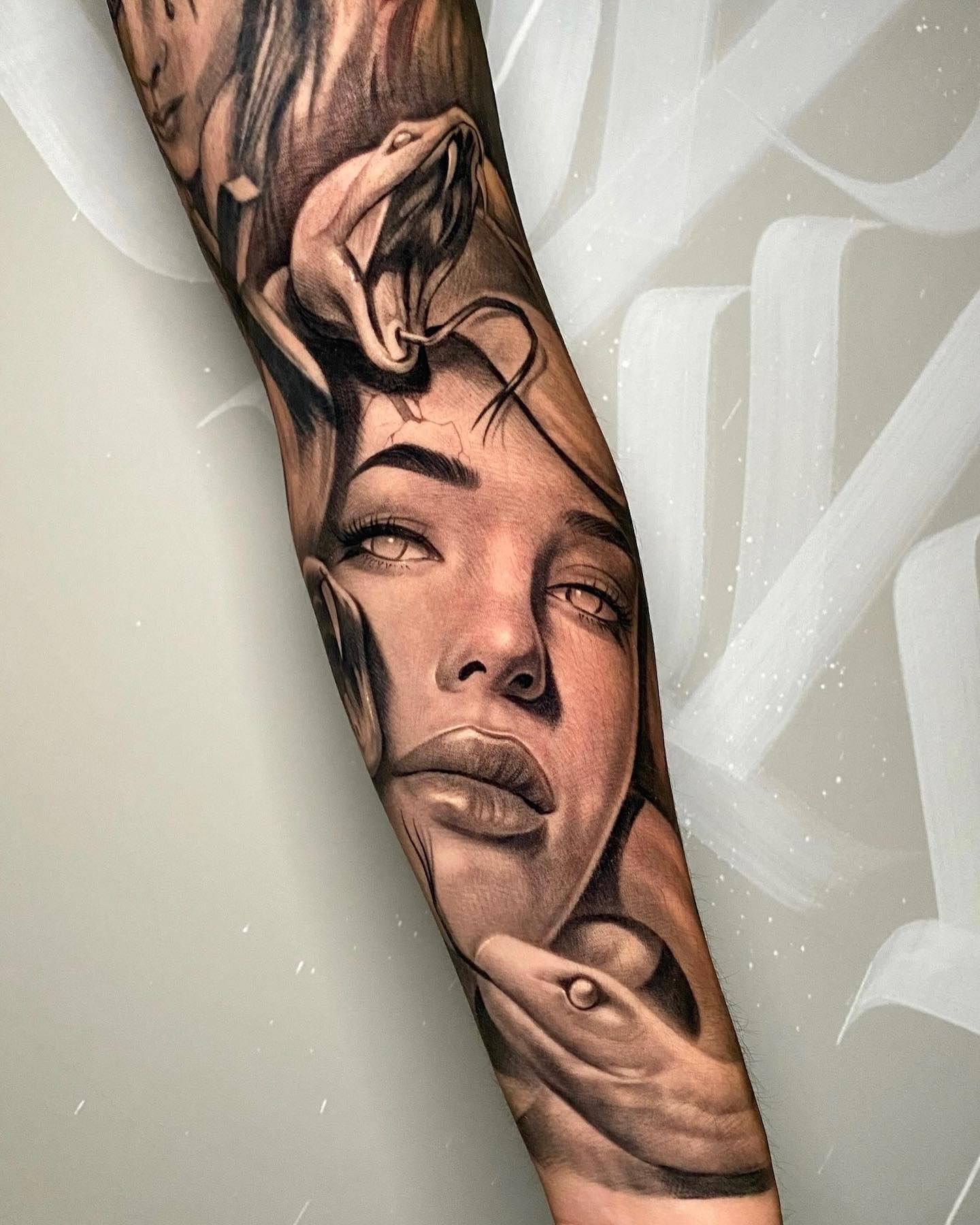 Realistic Medusa Tattoo with Snake Head