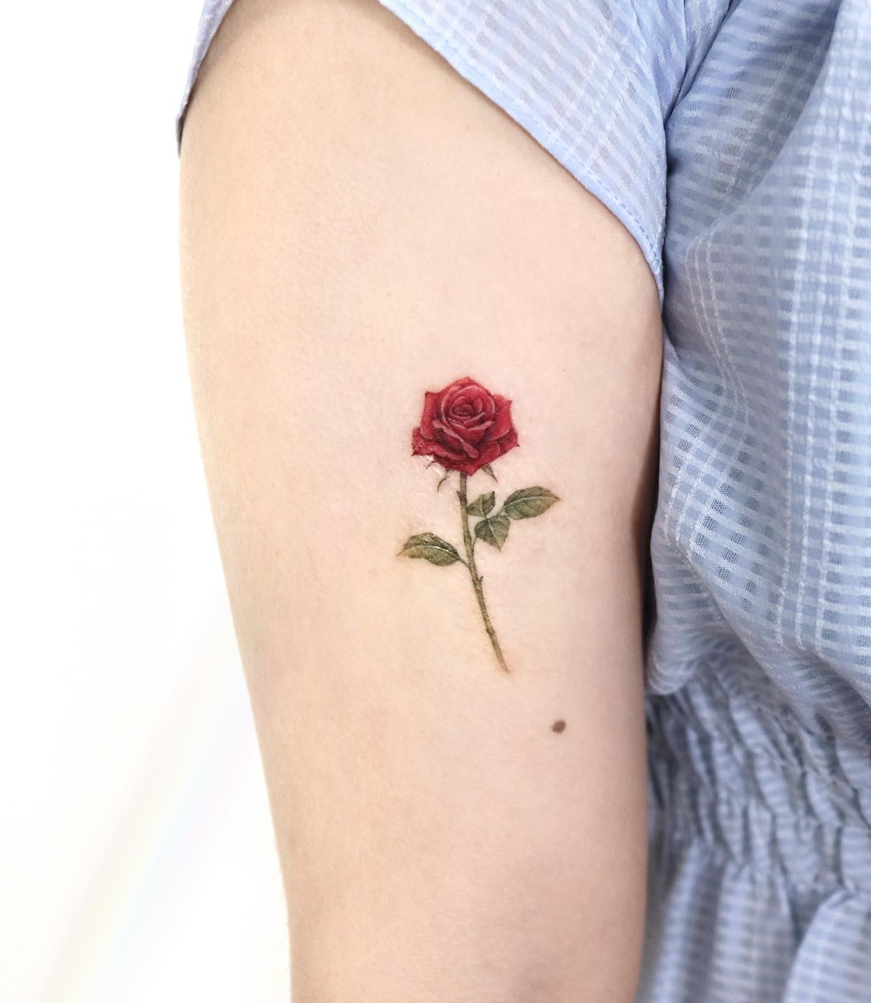 Small Red Rose Tattoo on Arm