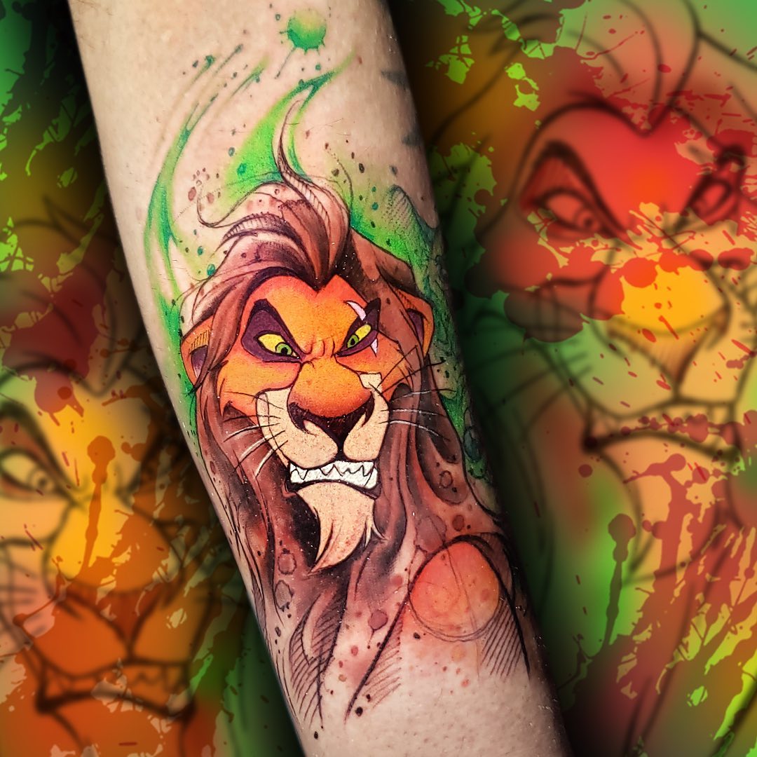 Cartoon Lion Tattoo on Arm