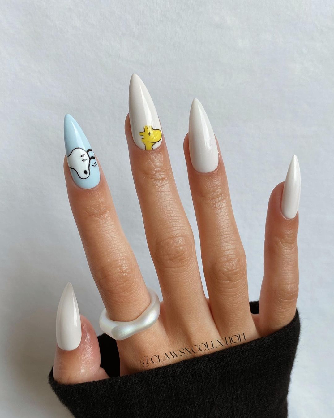 Long White Stiletto Nails