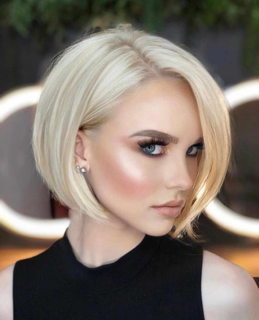 Side Part Bob Cut on Blonde Hair