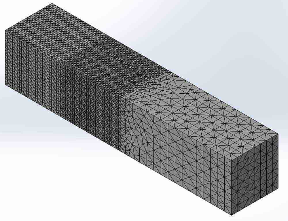 A body with Mesh Control and global mesher options applied with common nodes