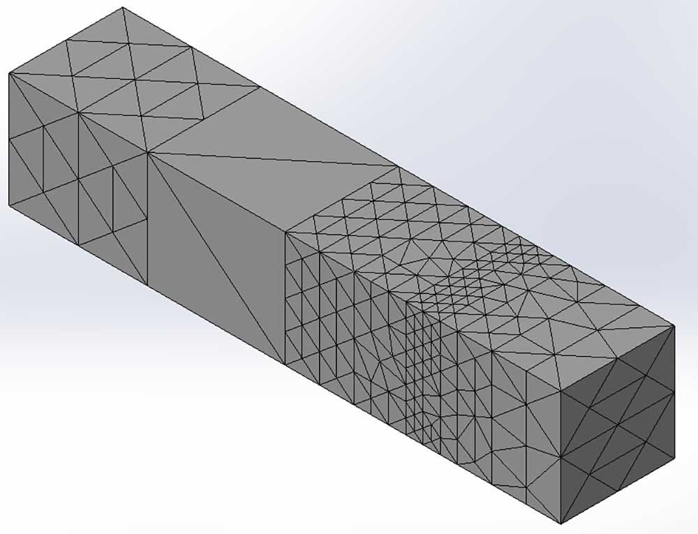 An independently meshed model with a coarser Mesh Control on multiple bodies 