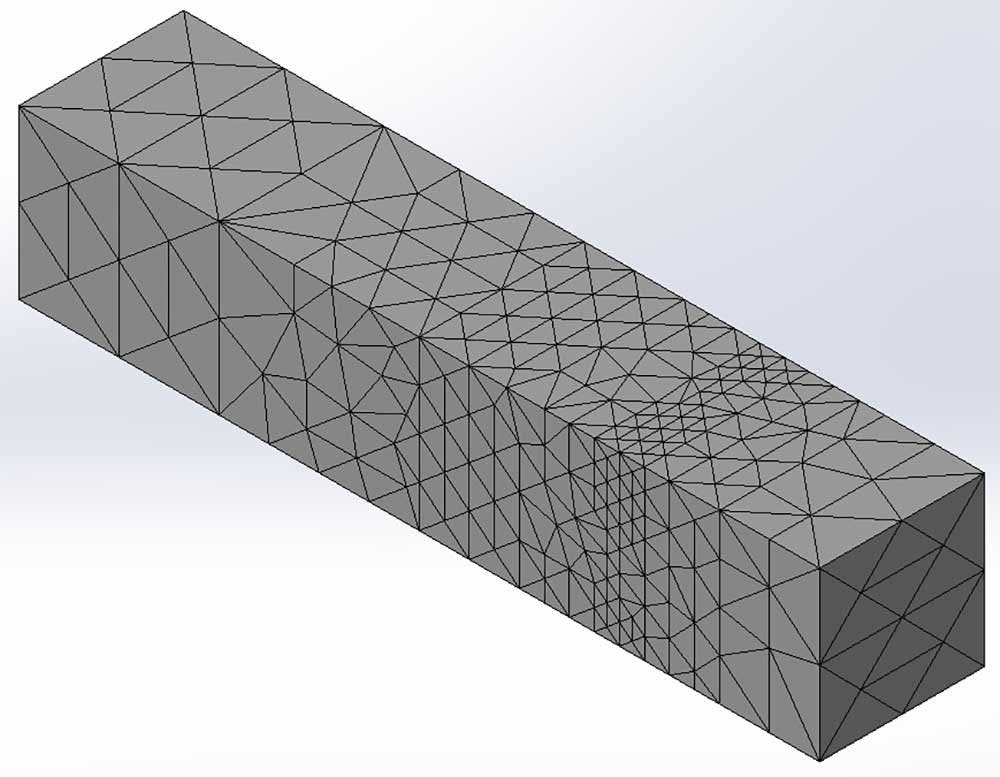  A meshed model with a coarser Mesh Control on multiple bodies using common nodes 