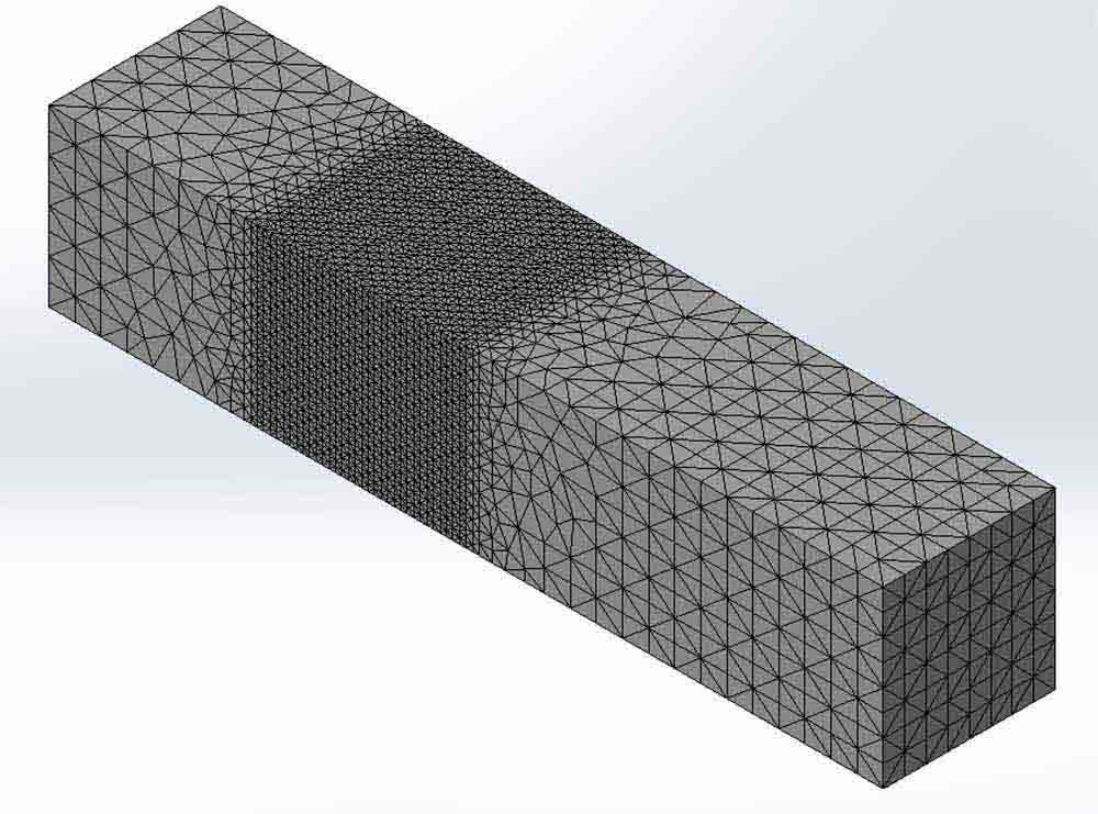 A body with Mesh Control and global mesher options applied with common nodes 