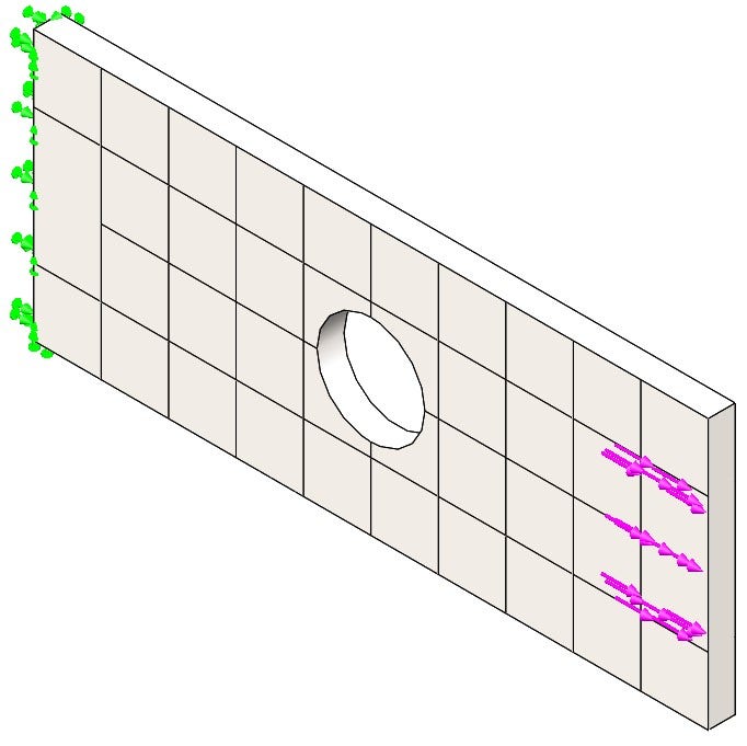 Thin plate CAD model in stress simulation