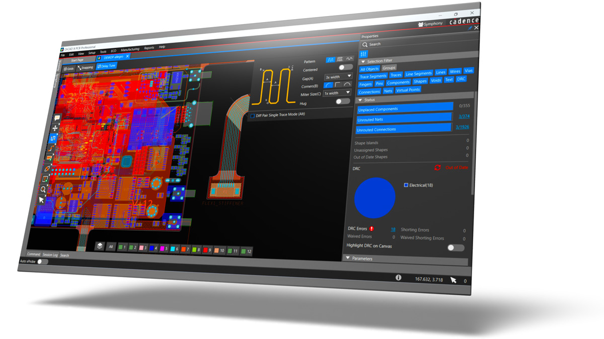 OrCAD X PCB design software on monitor