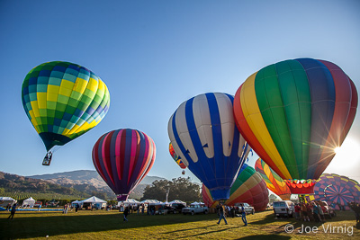 Balloons Rising at Dawn at the Citrus Classic Balloon Festival in Santa Paula